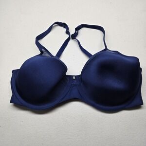 Bali Women Bra 36D Navy Blue T Shirt Underwired Knit Lightly Lined